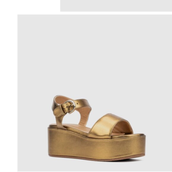 AQUATALIA Dinah Platform Boho Retro Leather Sandals Size 9.5 - Picture 1 of 8